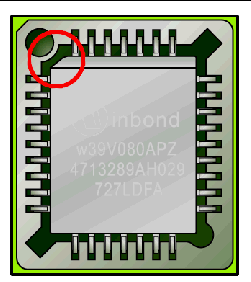 An illustration of the firmware PROM chip in the socket.