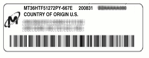 A graphic representation of a sample Micron DIMM label.