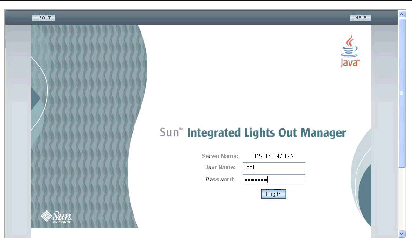 Graphic showing ILOM GUI login page.