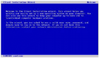 Windows 2003 PXE_ welcome wizard