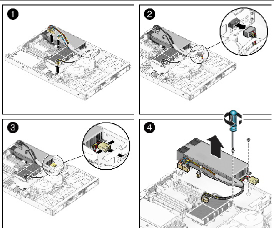 Figure showing removal of the power supply.