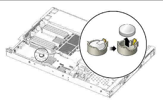 Figure showing removal of the system battery.