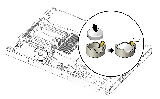 Figure showing installation of the system battery.