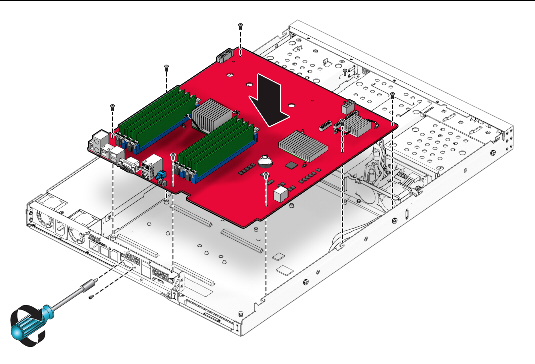 Figure showing installation of the motherboard.