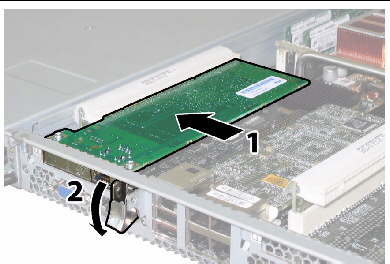 Installing a PCI card to the motherboard slot and the rear chassis tab.