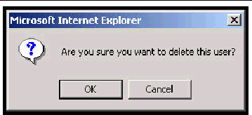 Graphic showing Delete User confirmation dialog.
