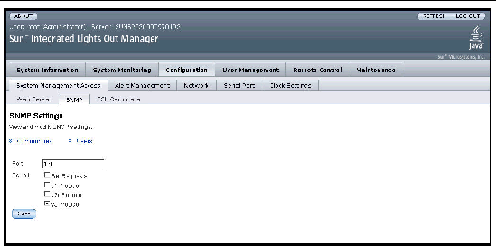 Graphic showing SNMP settings.