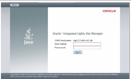 ILOM web interface Login page
