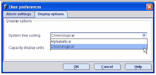 Figure that displays how to sort systems in the Enterprise view.