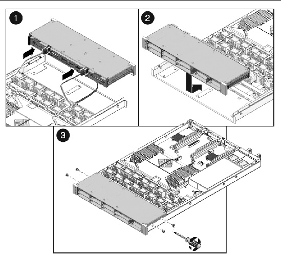 Figure showing how to install the drives cage.