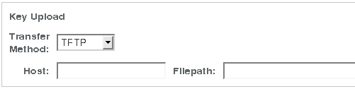 Graphic showing SSH Key TFTP transfer methods prompts.SSH Key TFTP transfer method prompts