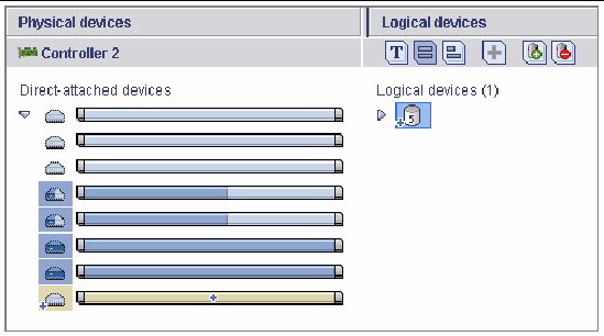 Screen shot shows several horizontal bars in different shades of blue, with an arrow pointing to the light blue color and stating it is not part of a logical drive.