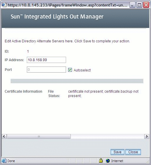 Graphic showing Active Directory Alternate Servers Edit page