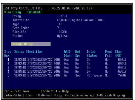 Figure showing the View Array screen.