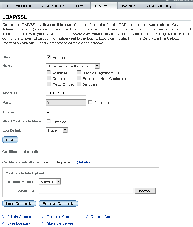 LDAP/SSL Configuration Settings