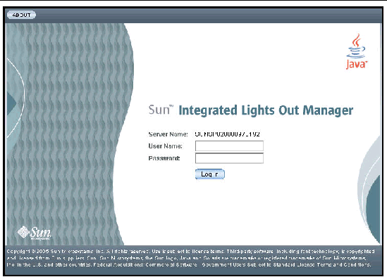 Graphic showing ILOM web GUI login screen.