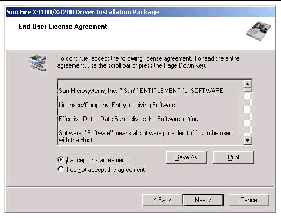 Screen shot of the End User License Agreement dialog box