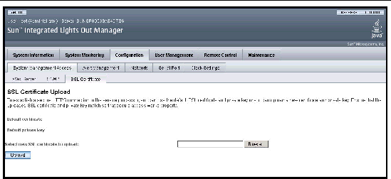 Graphic showing SSL certificate upload page.