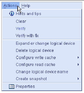 Screen shot shows Actions is selected.
