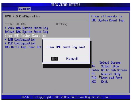 Graphic showing BIOS Setup Utility: Advanced -SEL clear