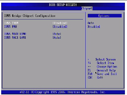 Graphic showing BIOS Setup Utility: IO55 bridge.