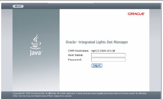 ILOM web interface Login page