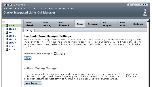 ILOM SAS Zoning Settings page