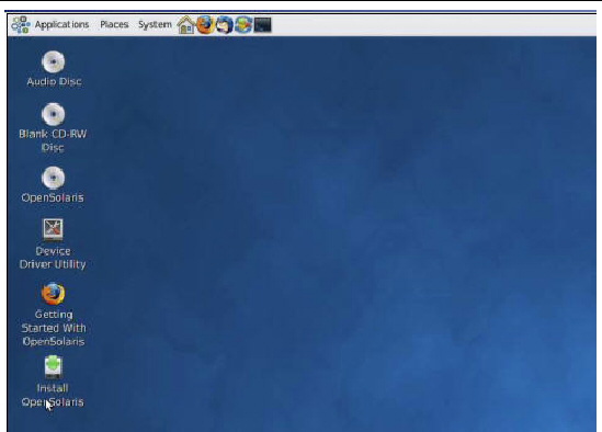 Graphic showing the OpenSolaris desktop.