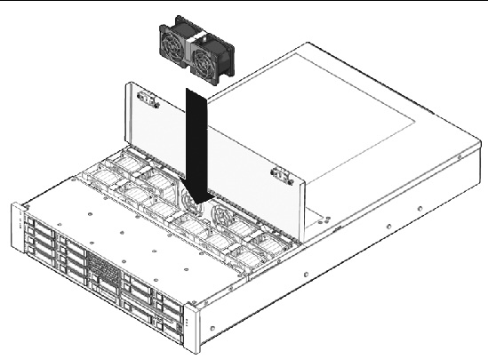 Figure showing how to install a fan module.