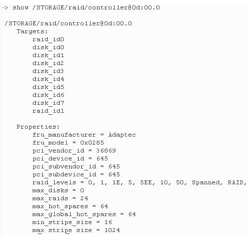 CLI RAID controller targets