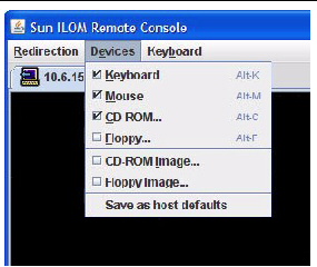 Screenshot of JavaRConsole Devices menu