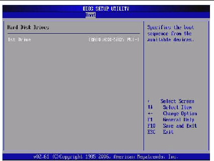 Graphic showing BIOS Setup Utility: Boot -Hard Drive