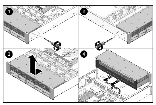 Figure showing how to remove the drives cage.