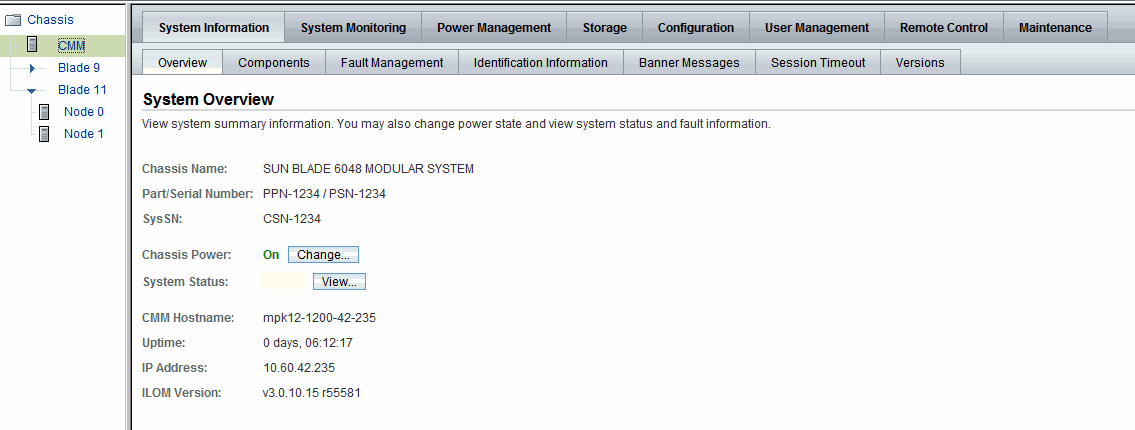 Example CMM Settings as of ILOM 3.0.10 