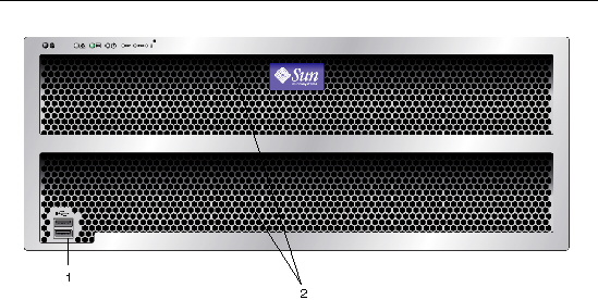 Graphic showing the X4500 server front panel.