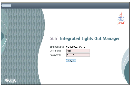 Graphic showing ILOM web GUI login screen.