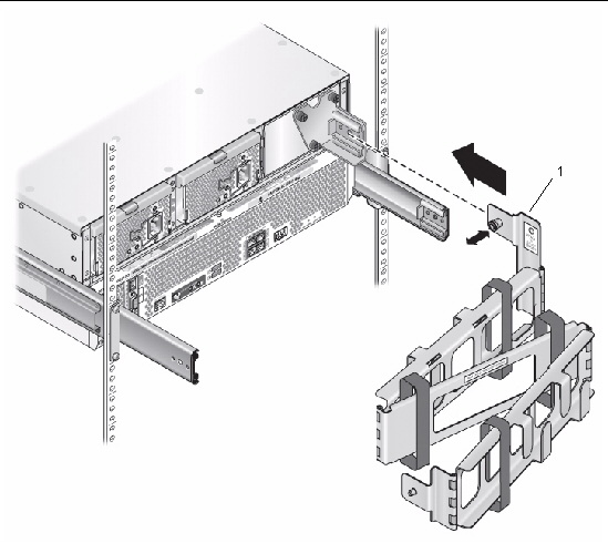 Graphic showing back panel and inserting the right CMA hinge plate into the CMA bracket.