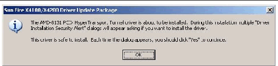 Screen shot of the Driver Update Package dialog box