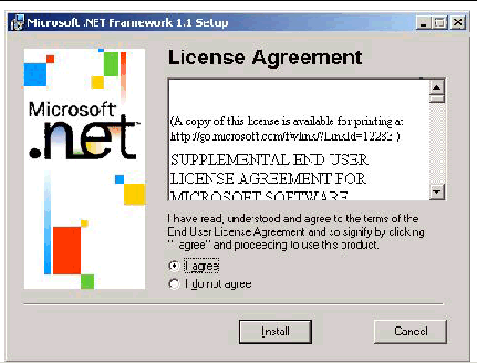 Screen shot of the License Agreement dialog box