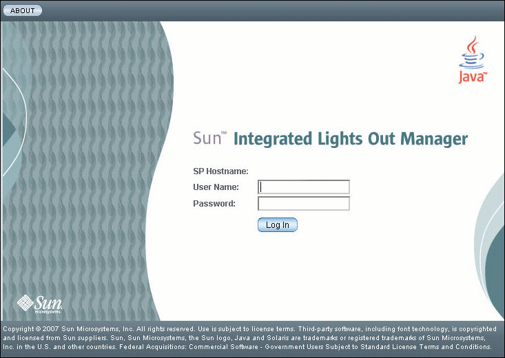Graphic showing ILOM web interface Login page