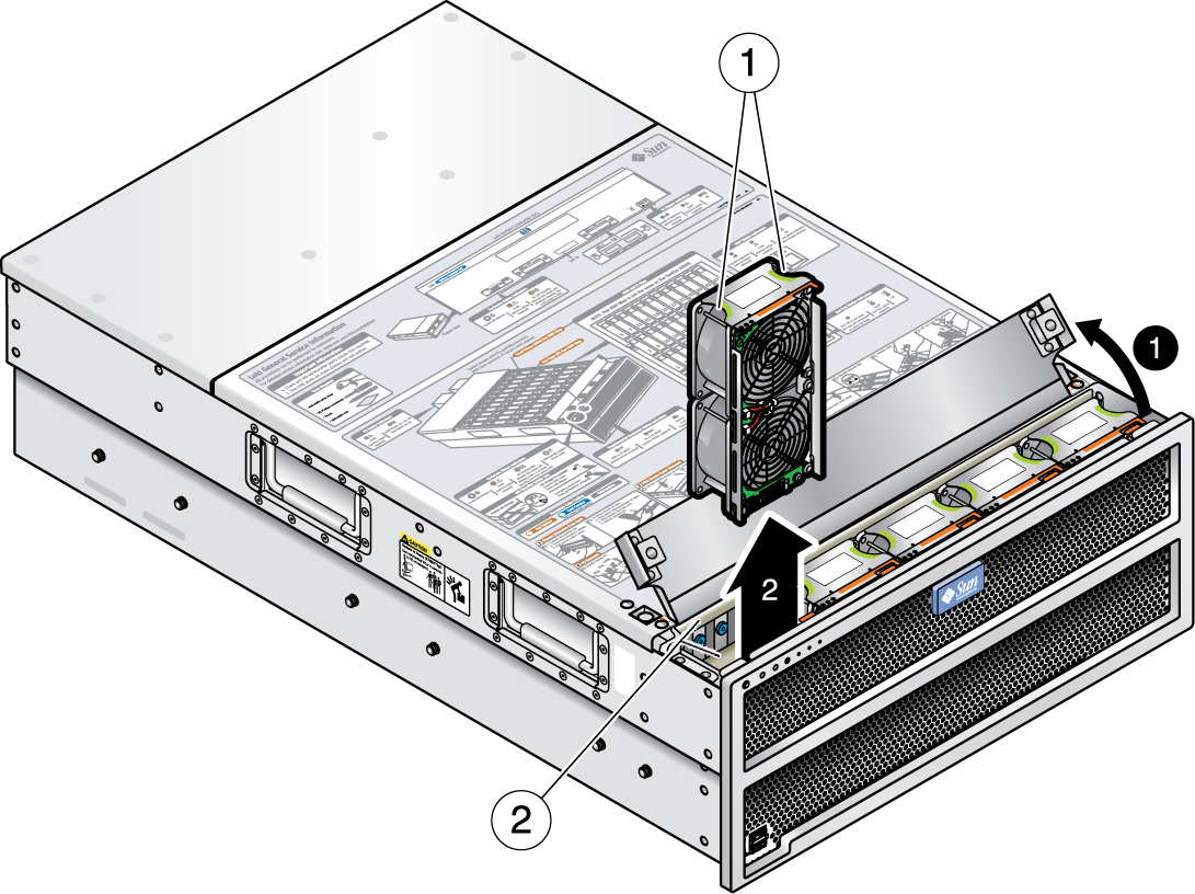 image:This graphic shows how to remove a fan tray module.
