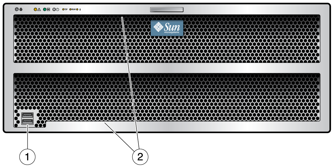 image:This graphic shows the front panel of the Sun Storage J4500 Array.