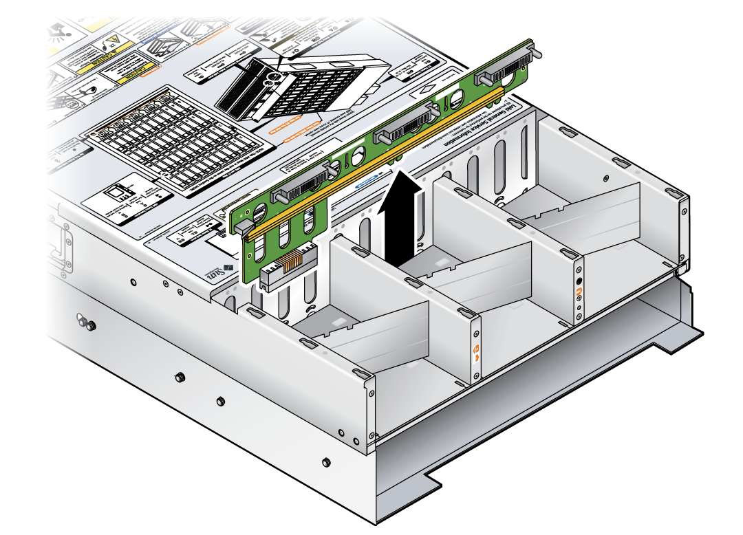 image:This graphic shows how to lift out the power distribution board from the array chassis.