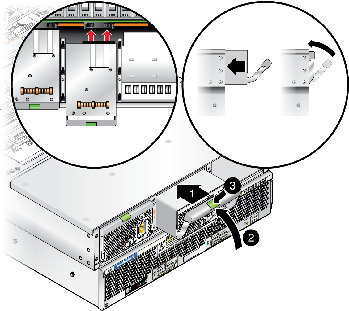 image:This graphic shows how to insert a power supply into the J4500 array.