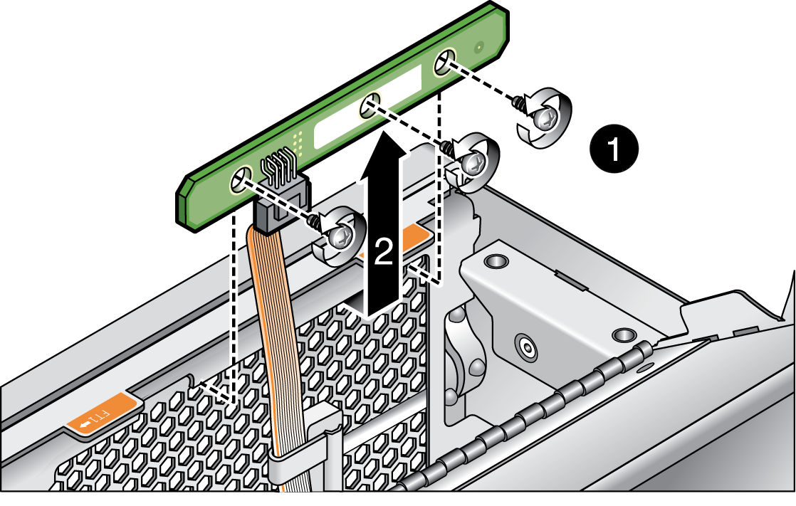 image:This graphic shows how to remove the front indicator board.
