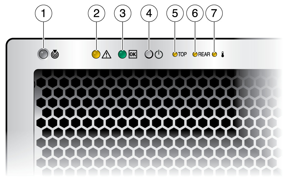 image:This graphic shows the front panel controls for the Sun Storage J4500 Array.