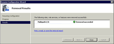 image:Graphic showing feature Removal Results page after reboot