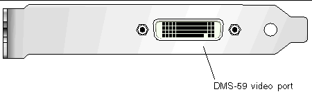 Figure showing the Sun XVR-300 graphics accelerator DMS-59 video port on full-height I/O bracket.