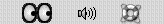 Portion of a panel with three objects displayed in the following order from left to right: geyes icon, Volume Control icon, and Help icon. 