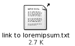 シンボリックリンクのエンブレムが付いたファイルアイコンを示しています。